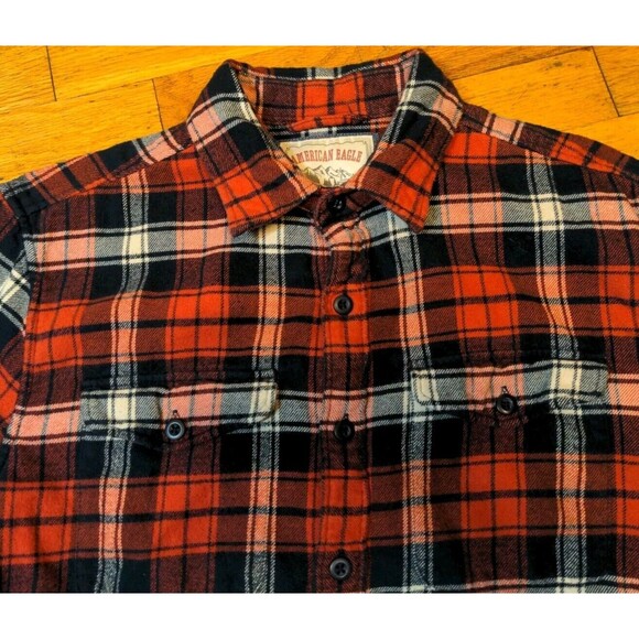 American Eagle Outfitters Other - VTG American Eagle Flannel Shirt Men's Small Red Check Button Up Long Sleeve